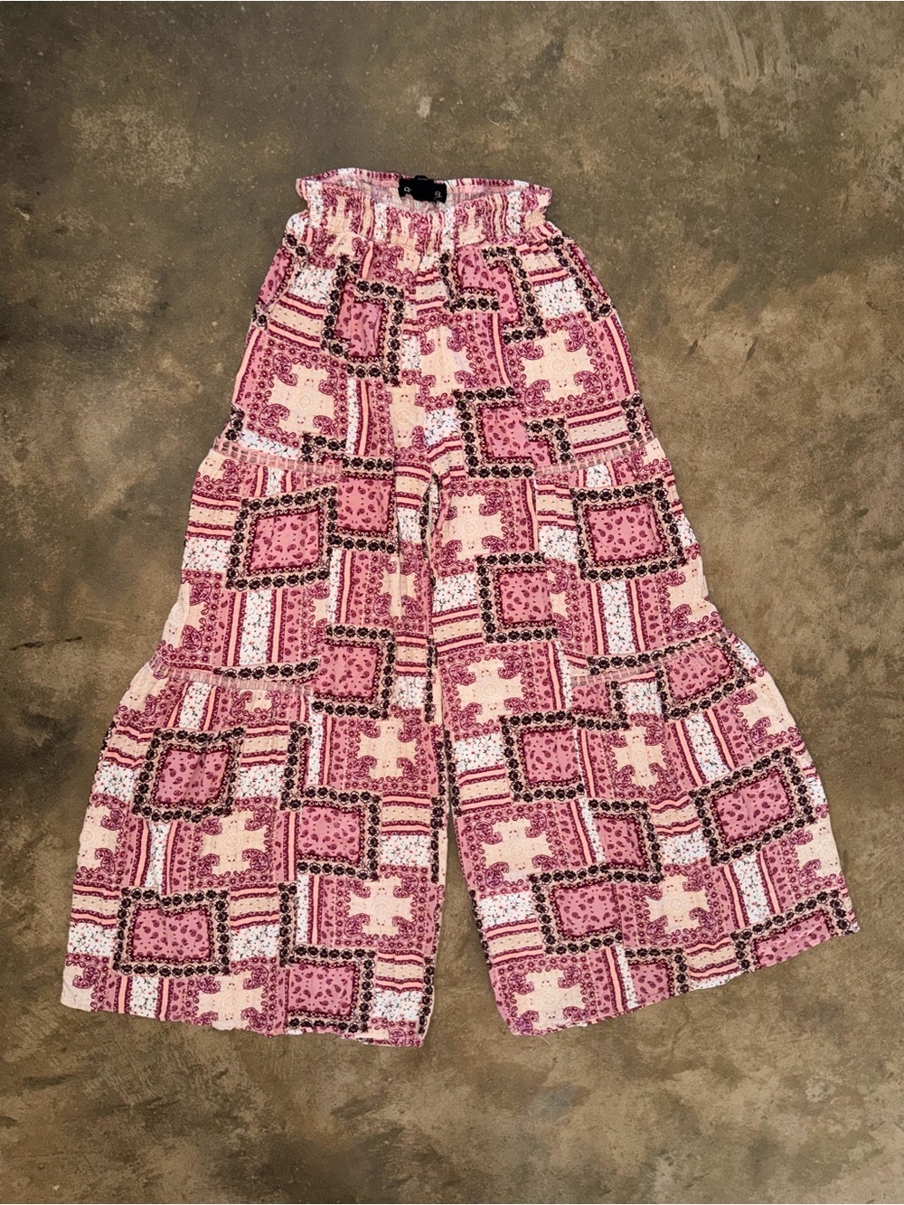 Arden B Patchwork Print Wide Leg Palazzo Pants Small